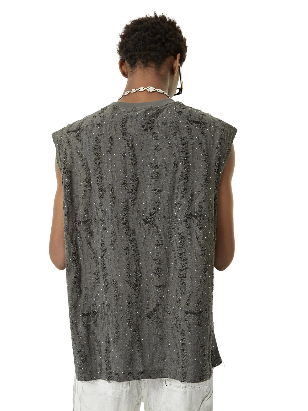 Thesupermade High Street Worn Design Diamond Texture Vest sold by Thesupermade product image thumbnail 4