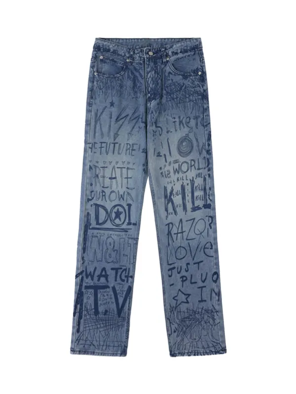 Thesupermade Hip-hop Graffiti Alphabet Jeans - 1743 sold by Thesupermade