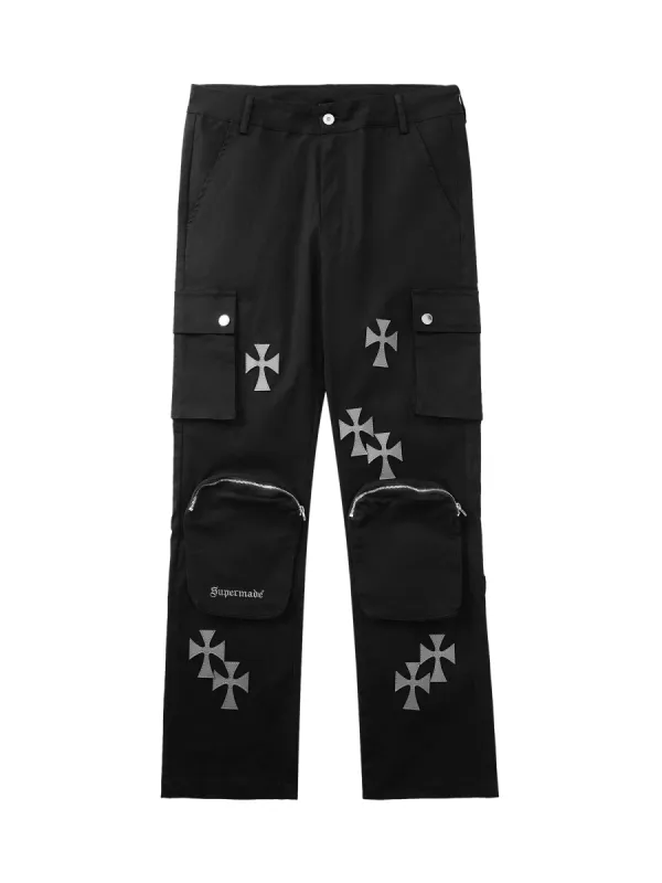 Thesupermade Cross Printed Multi-Pocket Casual Pants - 1959 sold by Thesupermade