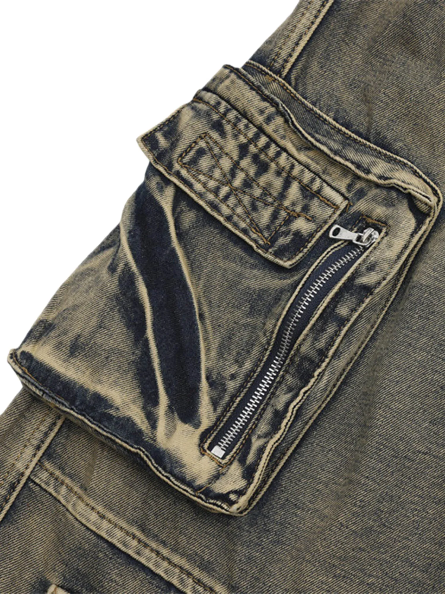 Wasteland Style Multi-pocket Washed Denim Jeans sold by Thesupermade product image thumbnail 4