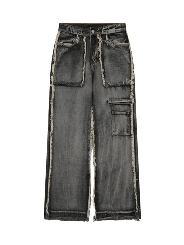 Thesupermade High Street Washed And Distressed Raw Edge Jeans - 2068 sold by Thesupermade