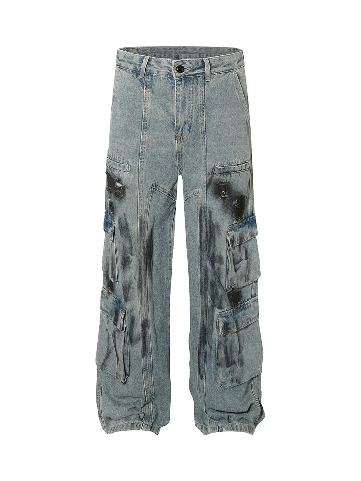 Thesupermade High Street Distressed Workwear Pocket Jeans sold by Thesupermade