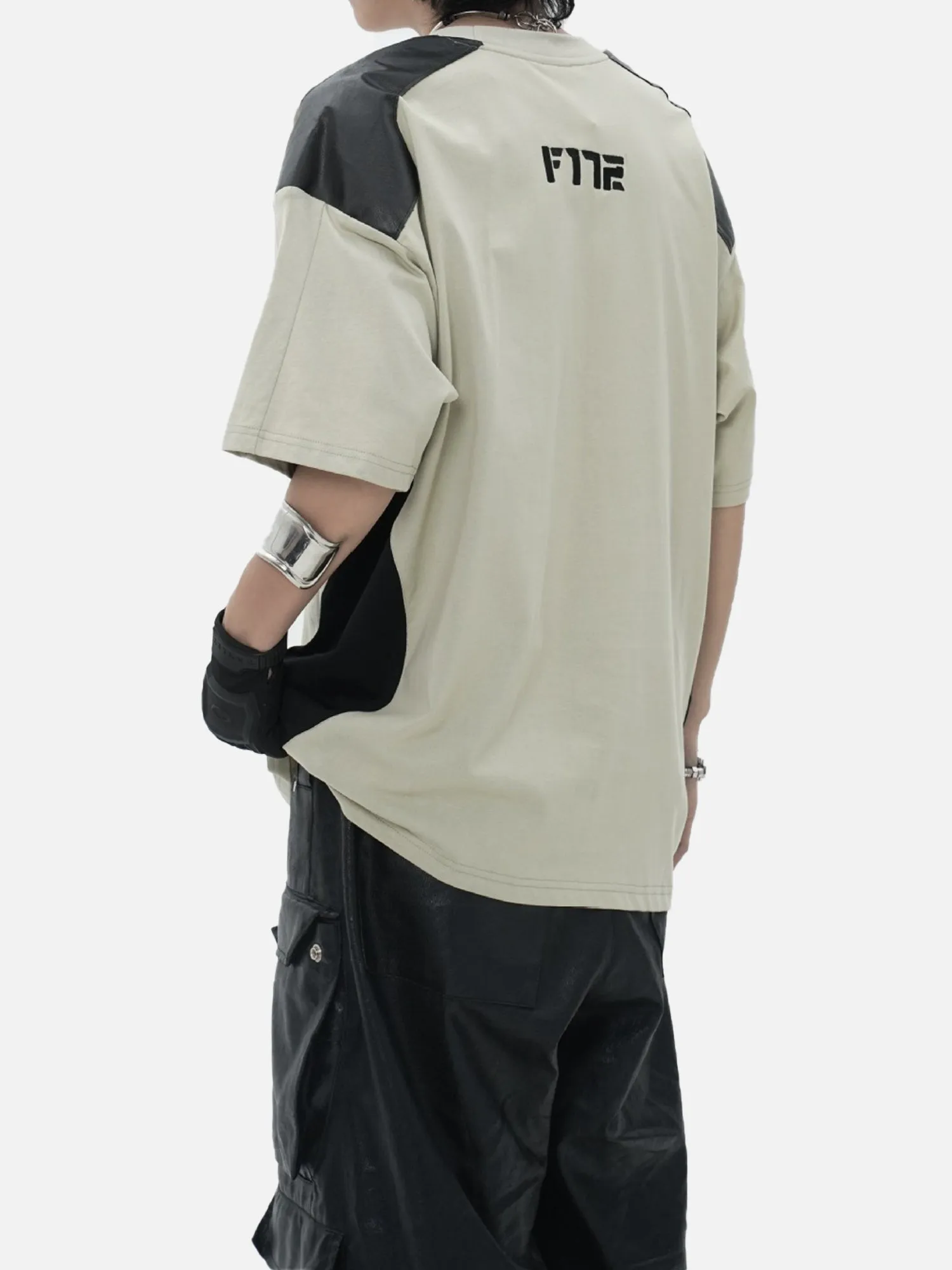 Thesupermade American Street Style Patchwork Contrast Color T-shirt sold by Thesupermade product image thumbnail 4