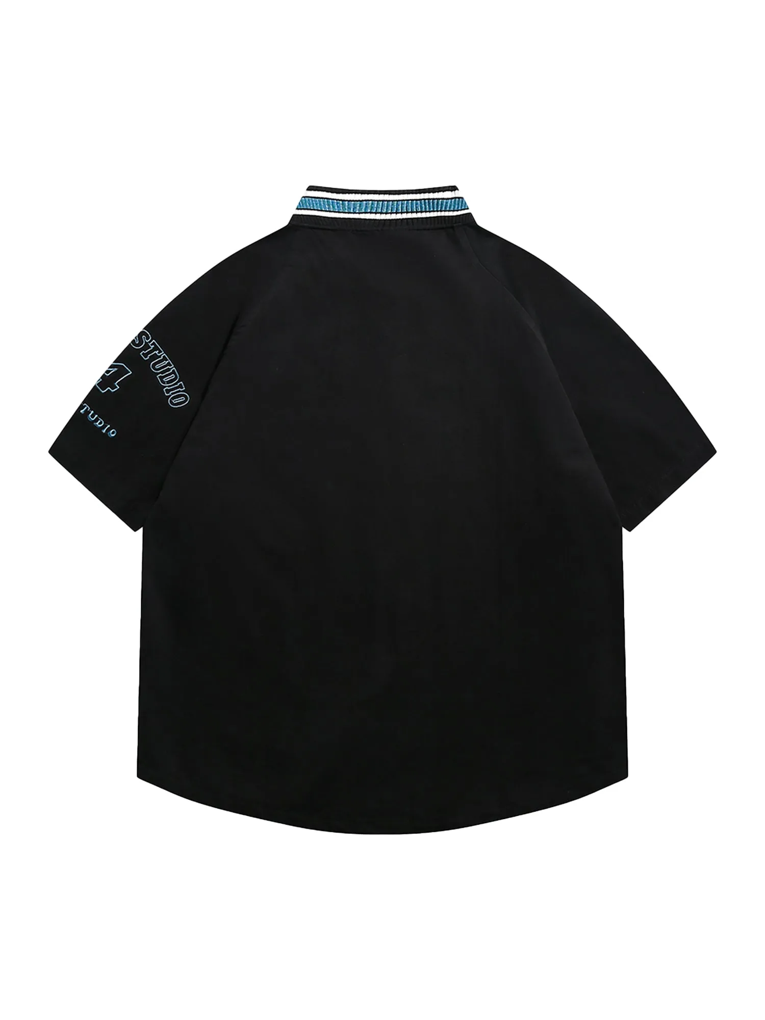 Thesupermade Retro Letter Patch Short-sleeved Baseball Shirt sold by Thesupermade product image thumbnail 4