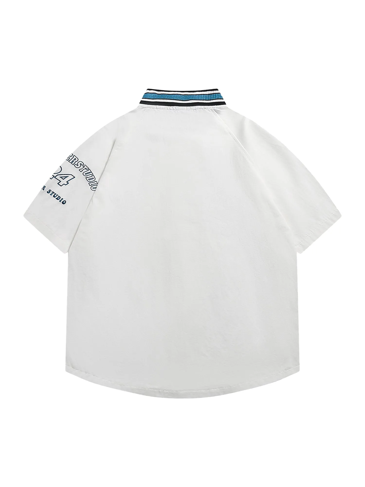 Thesupermade Retro Letter Patch Short-sleeved Baseball Shirt sold by Thesupermade product image thumbnail 3