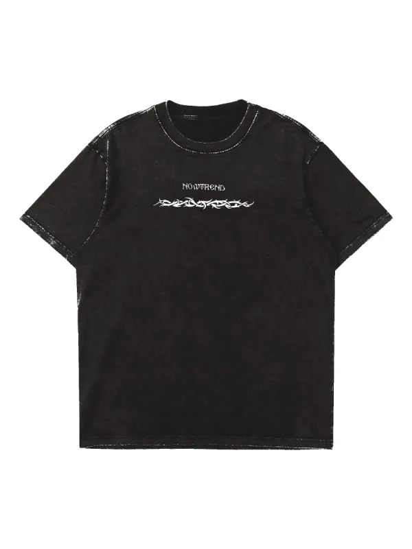 Thesupermade American Retro Letter Print T-shirt sold by Thesupermade