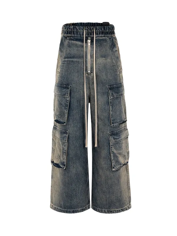 Thesupermade Wide Leg Multi-Pocket Straight Leg Loose Jeans - 1666 sold by Thesupermade