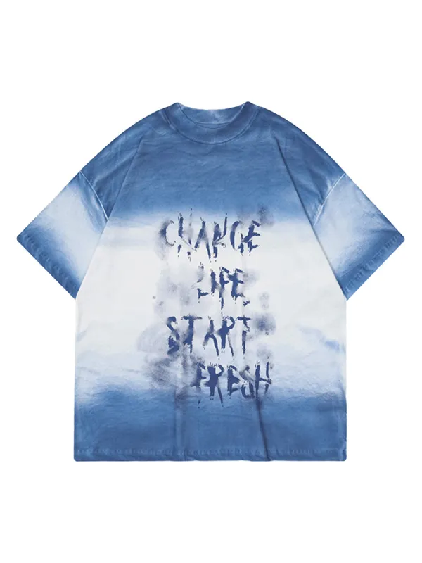 Street Handmade Gradient Spray Hip-hop T-shirt sold by Thesupermade