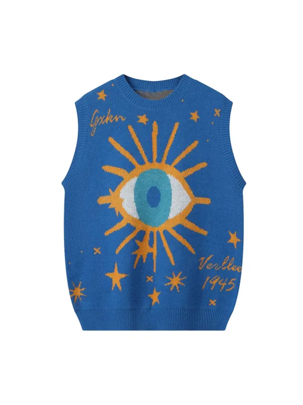 Thesupermade Eye Jacquard Vest Sweater - 2081 sold by Thesupermade