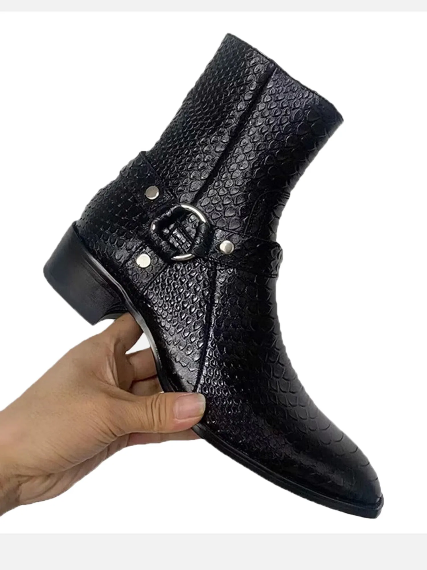 Snake Print OG Buckle Chelsea Boots sold by Thesupermade product image thumbnail 4