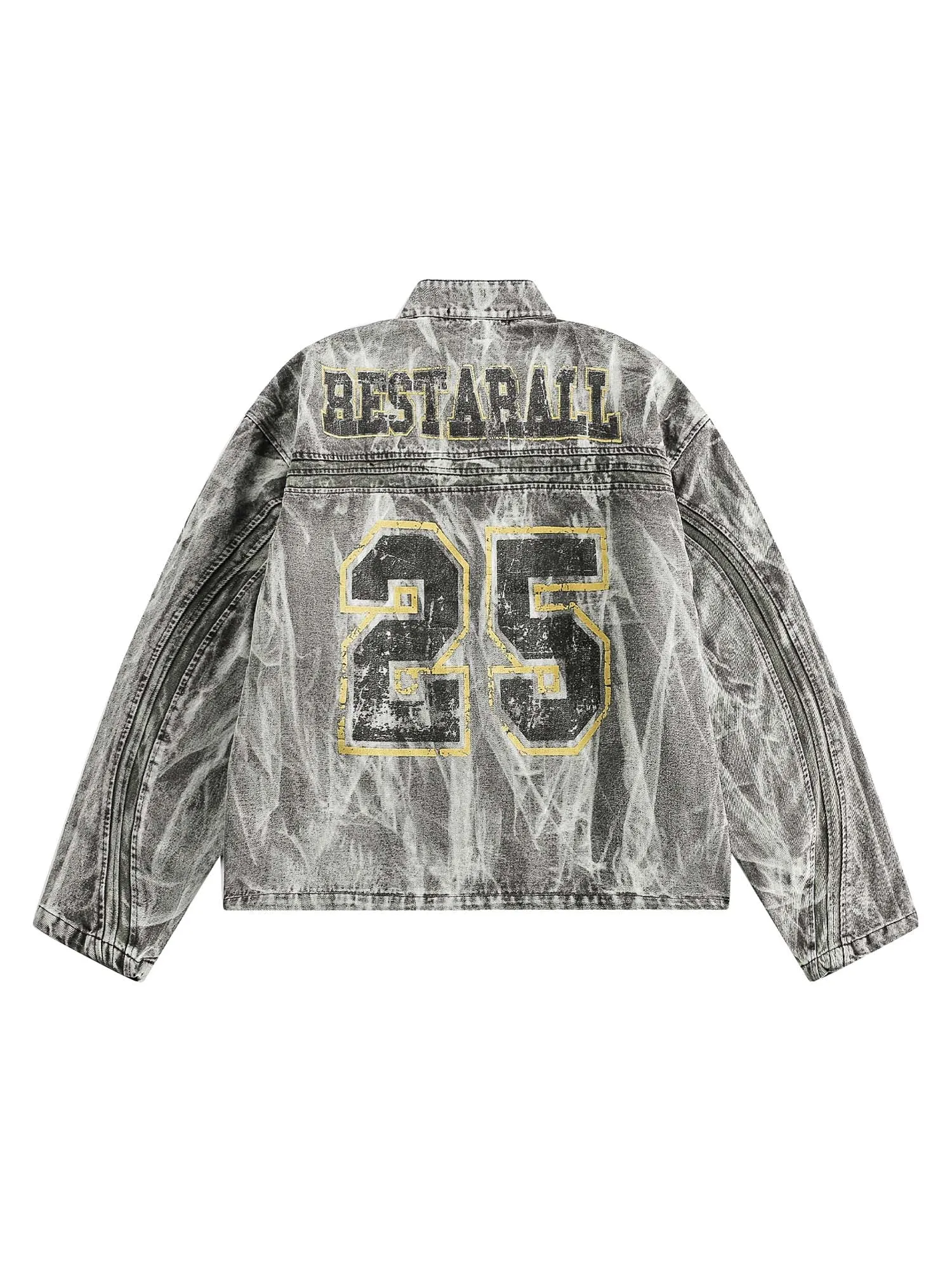 Thesupermade Hip-hop Distressed Washed Printed Denim Jacket - 2239 sold by Thesupermade product image thumbnail 2