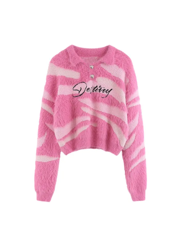 Thesupermade Crop Knit Fuzzy Sweater sold by Thesupermade