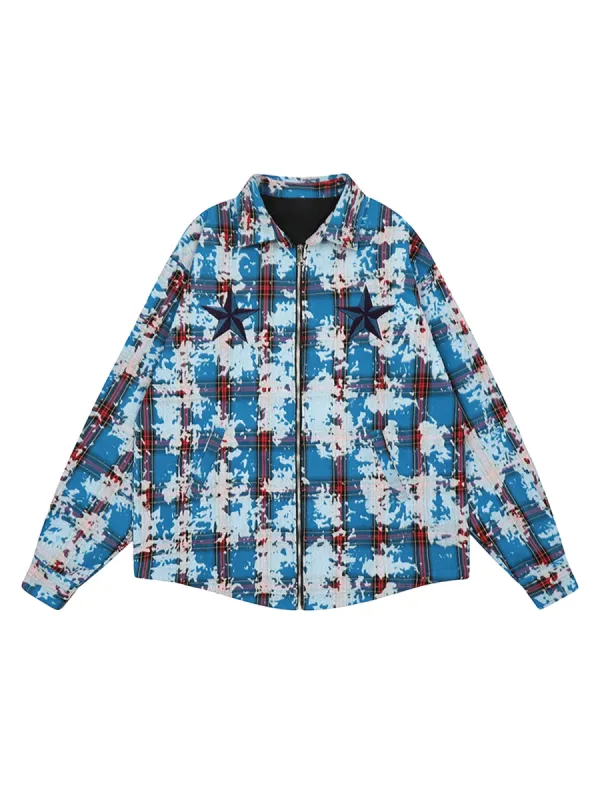 Thesupermade Street Hip Hop Tie Dye Star Embroidery Shirts sold by Thesupermade