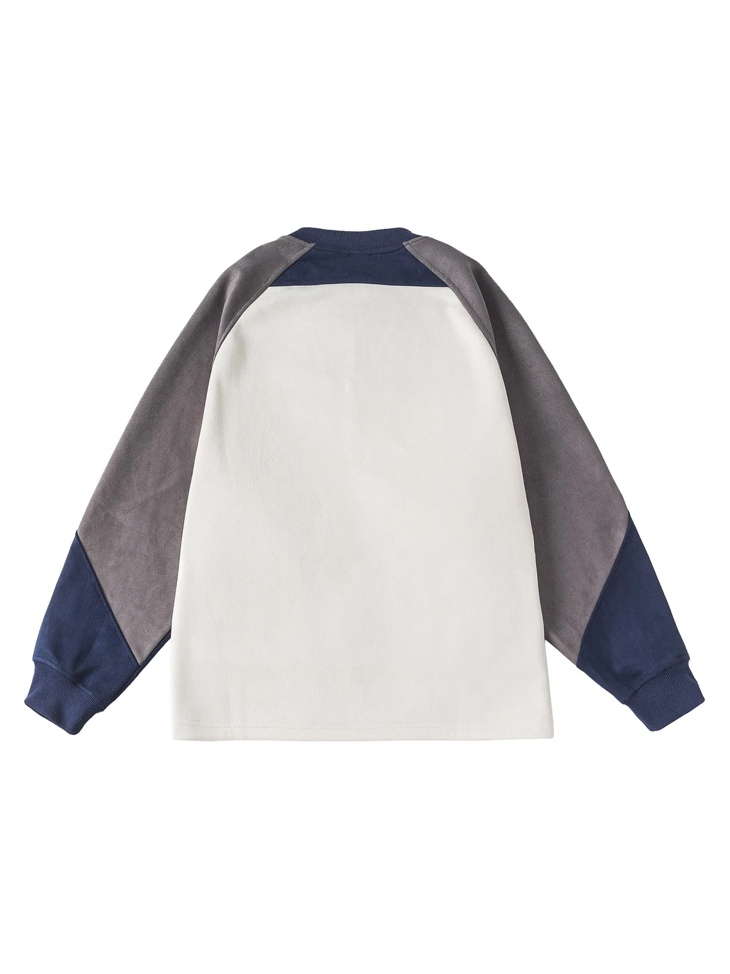 Neckline half-zip stitching suede shoulder-sleeved sweater sold by Thesupermade product image thumbnail 4