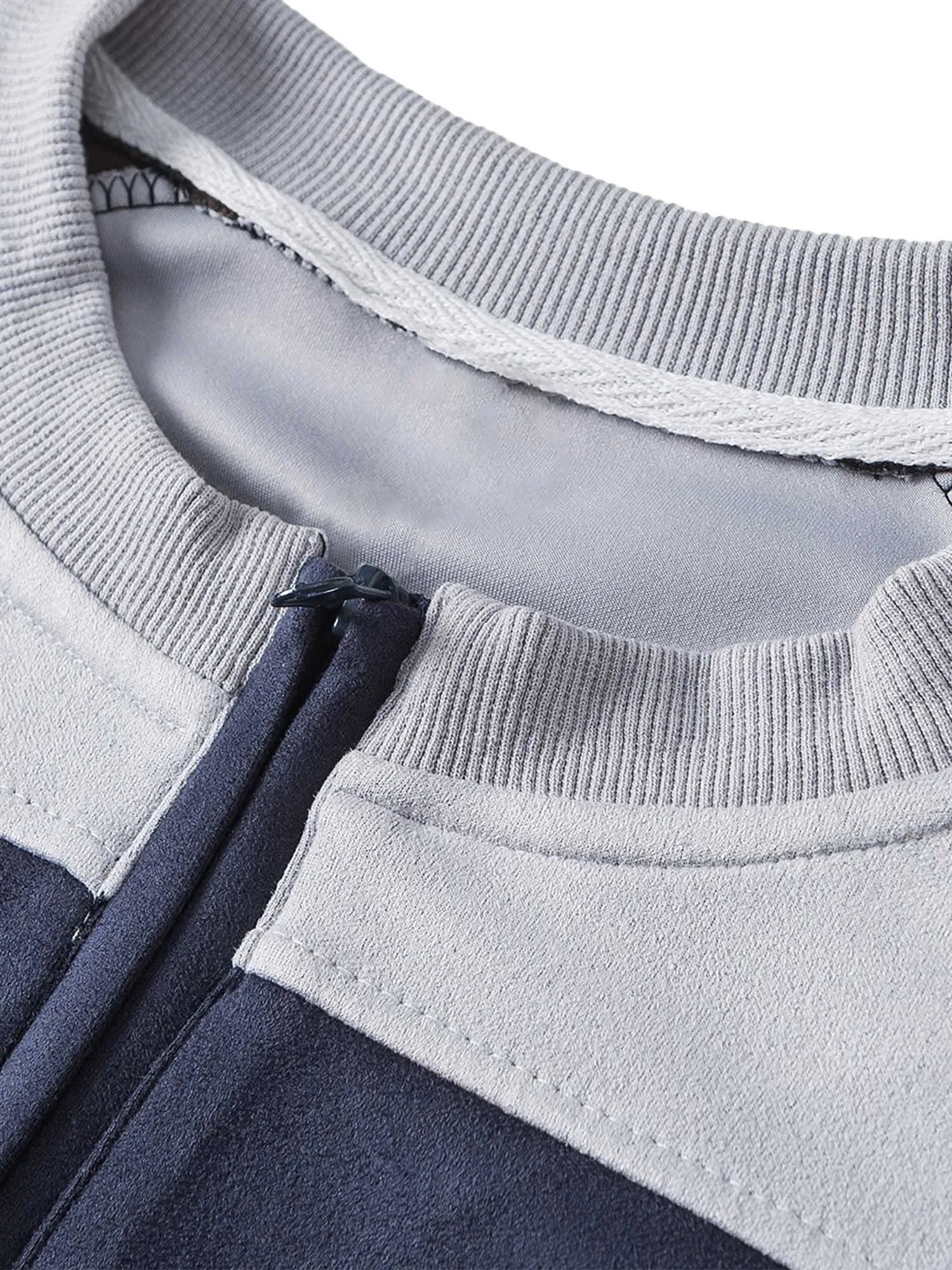 Neckline half-zip stitching suede shoulder-sleeved sweater sold by Thesupermade product image thumbnail 5