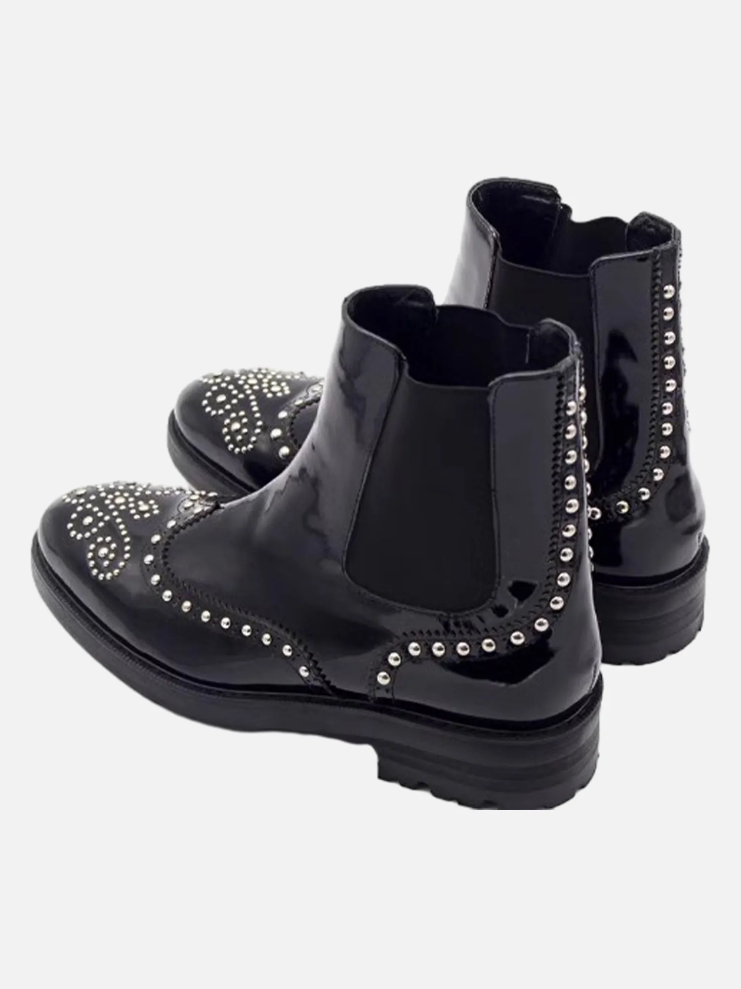 Trendy Handmade Pointed Toe Carved Leather Studded Chelsea Boots sold by Thesupermade product image thumbnail 4