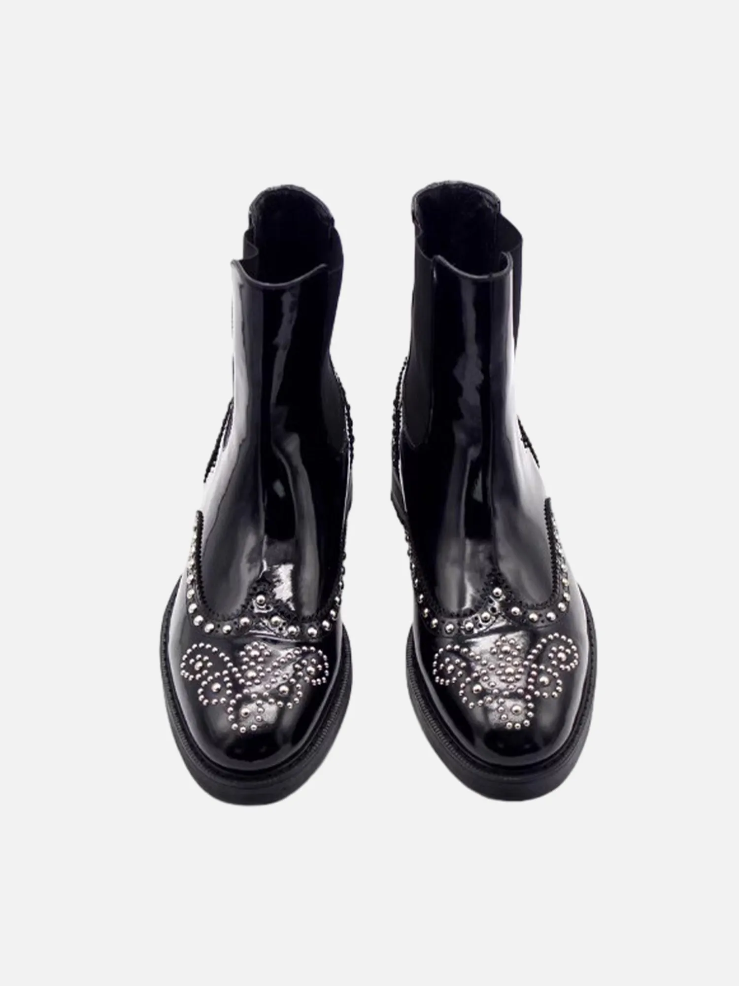 Trendy Handmade Pointed Toe Carved Leather Studded Chelsea Boots sold by Thesupermade product image thumbnail 5