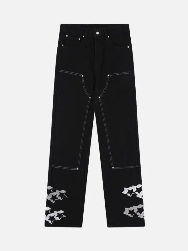 Thesupermade Willow Nail Star Embroidered Jeans sold by Thesupermade