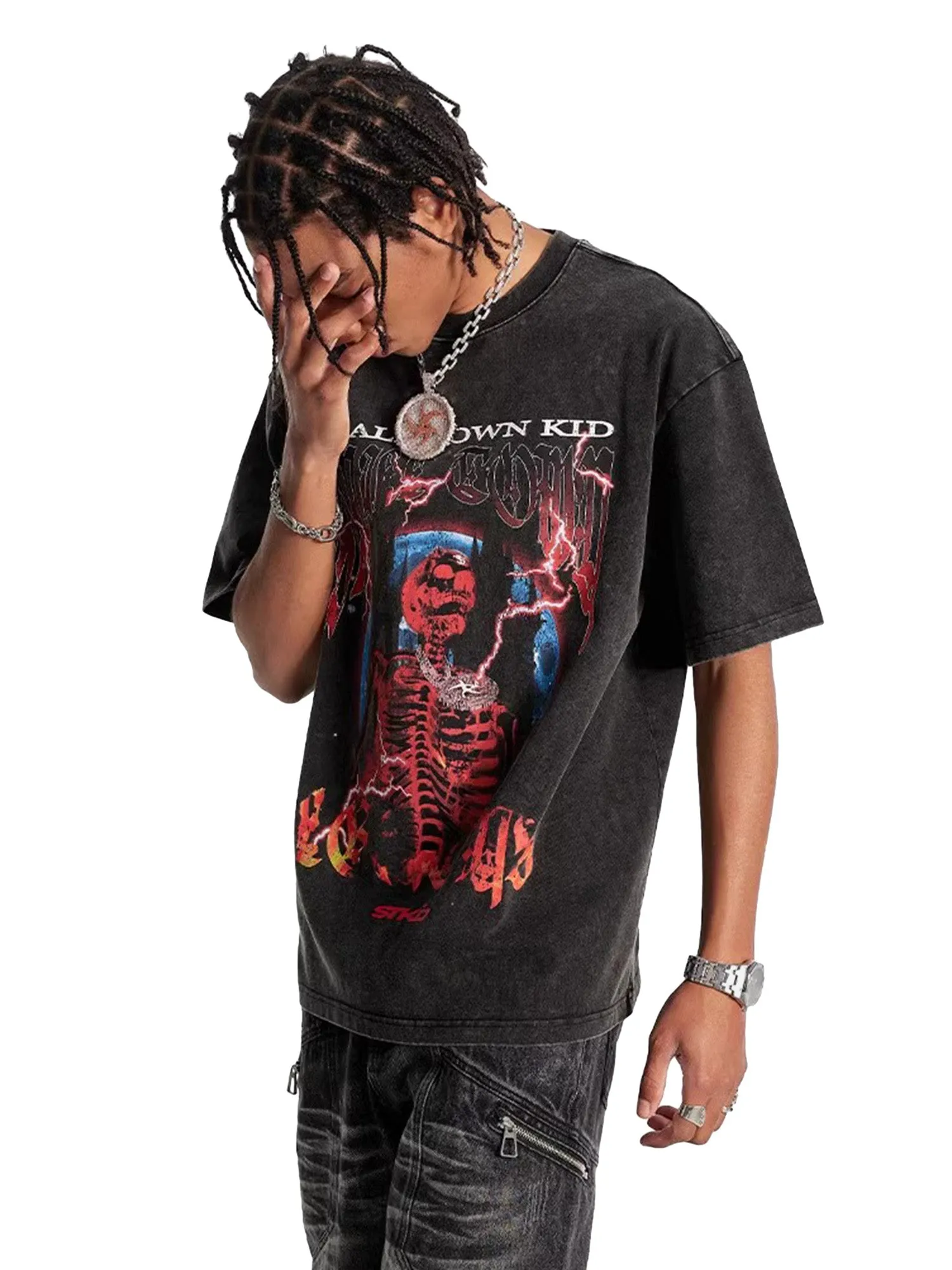 American Street Hip Hop Skull T-Shirt sold by Thesupermade product image thumbnail 5