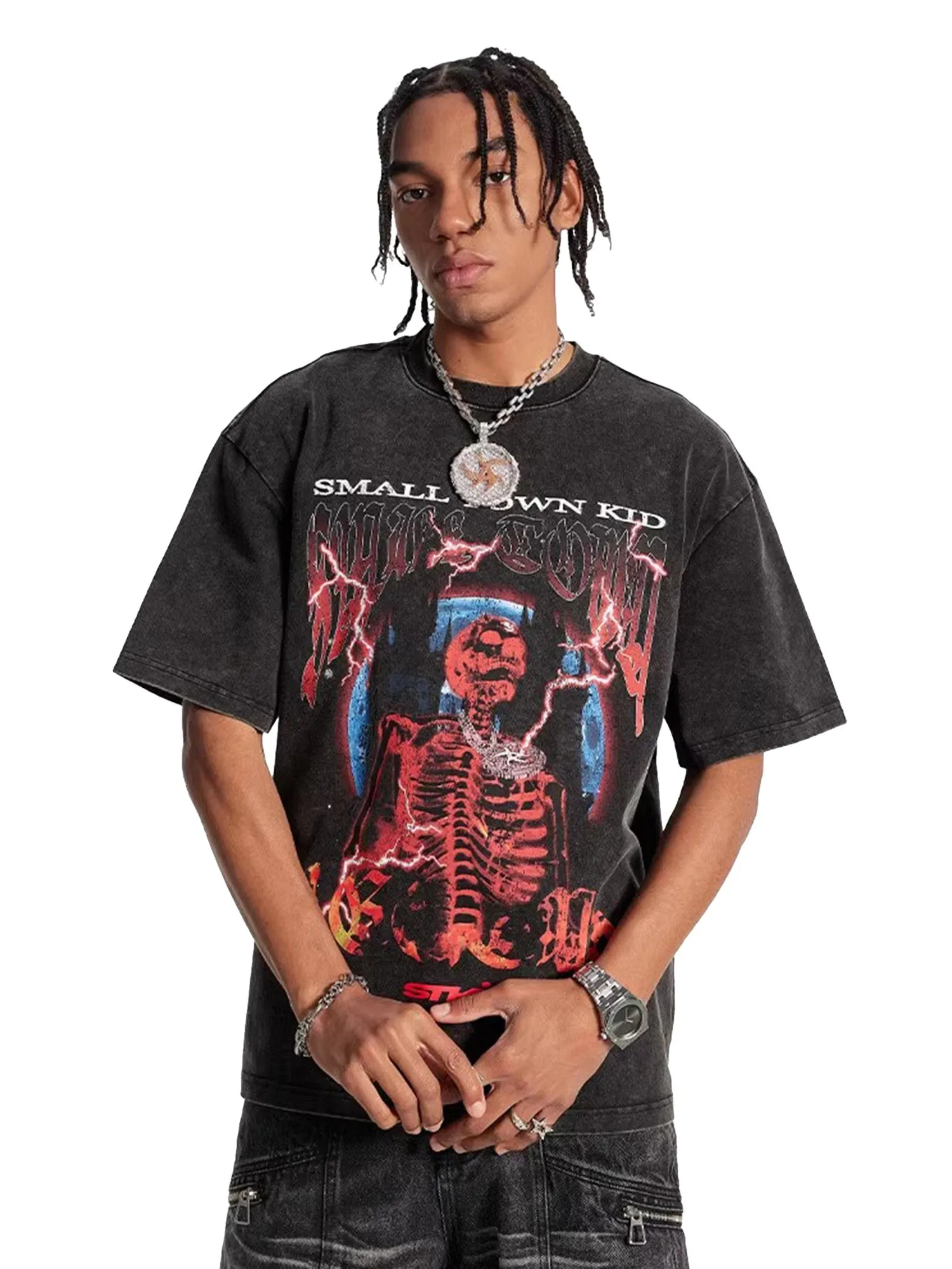 American Street Hip Hop Skull T-Shirt sold by Thesupermade product image thumbnail 4