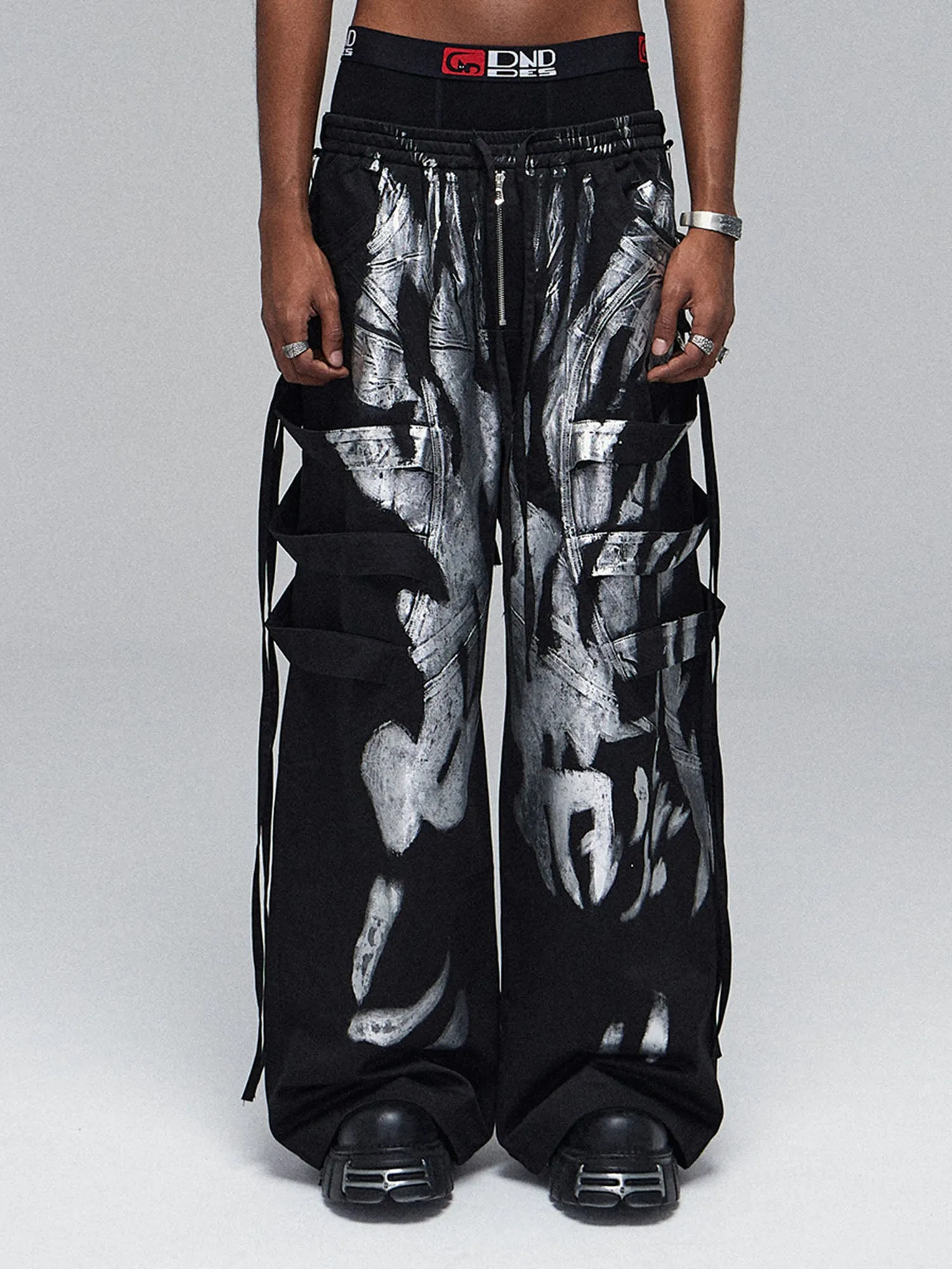 Deconstructed Brushed Silver Ribbon Drawstring Pant - 2177 sold by Thesupermade product image thumbnail 5