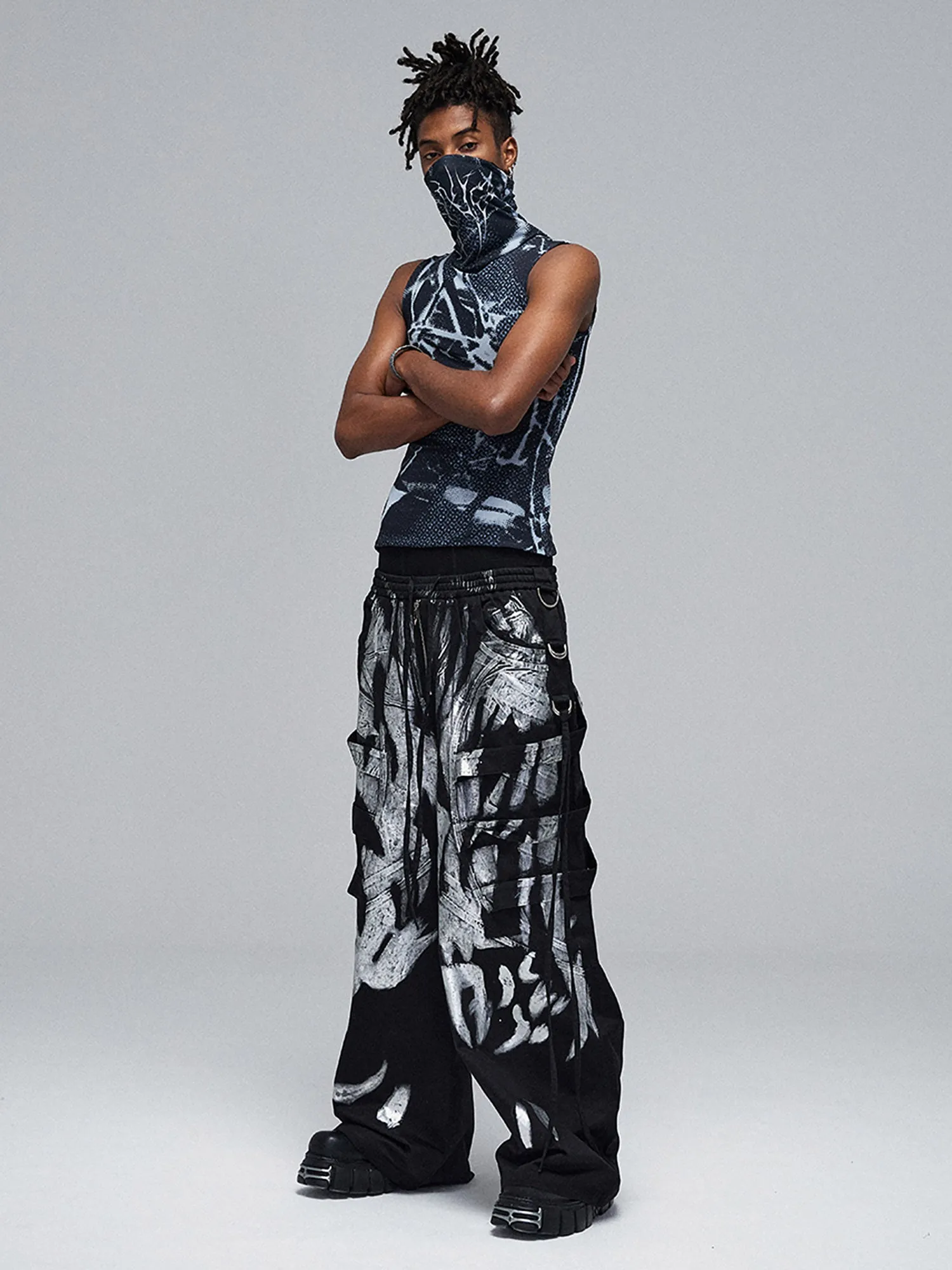 Deconstructed Brushed Silver Ribbon Drawstring Pant - 2177 sold by Thesupermade product image thumbnail 2