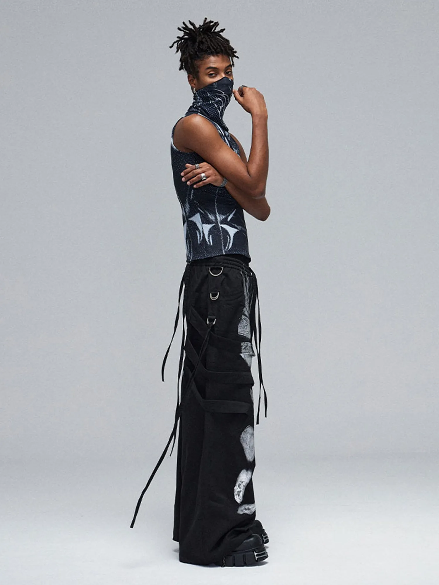 Deconstructed Brushed Silver Ribbon Drawstring Pant - 2177 sold by Thesupermade product image thumbnail 3