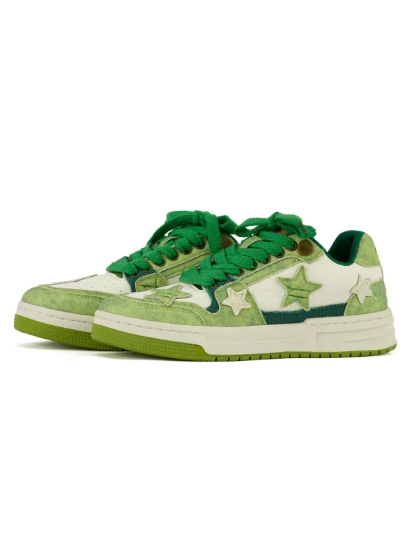 Avocado Green Star Chunky Sneakers sold by Thesupermade