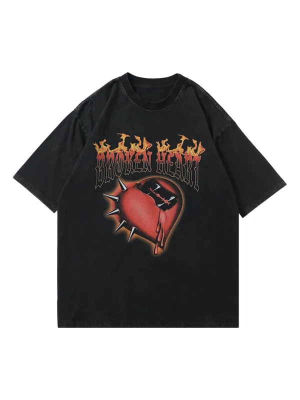 Thesupermade High Street Heart-print Dark T-shirt sold by Thesupermade