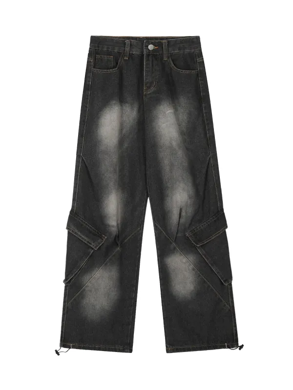 Thesupermade Washed Distressed Workwear Hip-Hop Jeans sold by Thesupermade