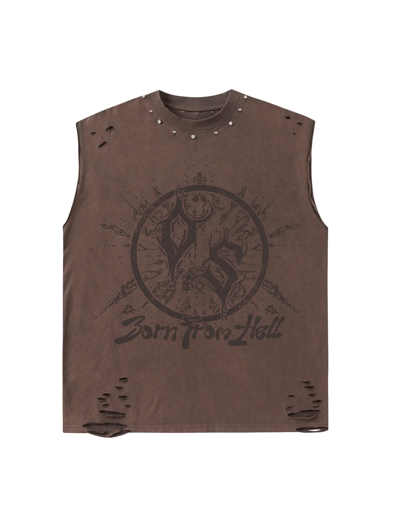 Thesupermade Sun Rune Rivet Street Rap Sleeveless Vest sold by Thesupermade product image thumbnail 2