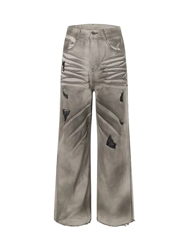 High Street Washed Distressed Straight Leg Jeans sold by Thesupermade