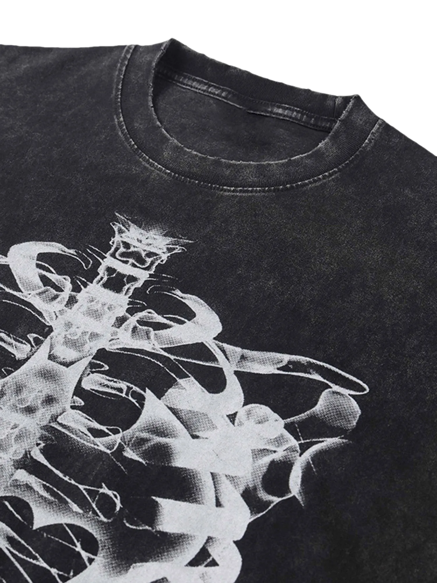 Thesupermade Loose Retro Ribbed Print Washed T-shirt sold by Thesupermade product image thumbnail 5