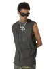 Thesupermade Washed Flame Letters Street Rap Vest sold by Thesupermade