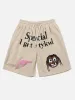 Thesupermade Foam Print Quirky Letters Casual Shorts sold by Thesupermade