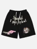 Thesupermade Foam Print Quirky Letters Casual Shorts sold by Thesupermade