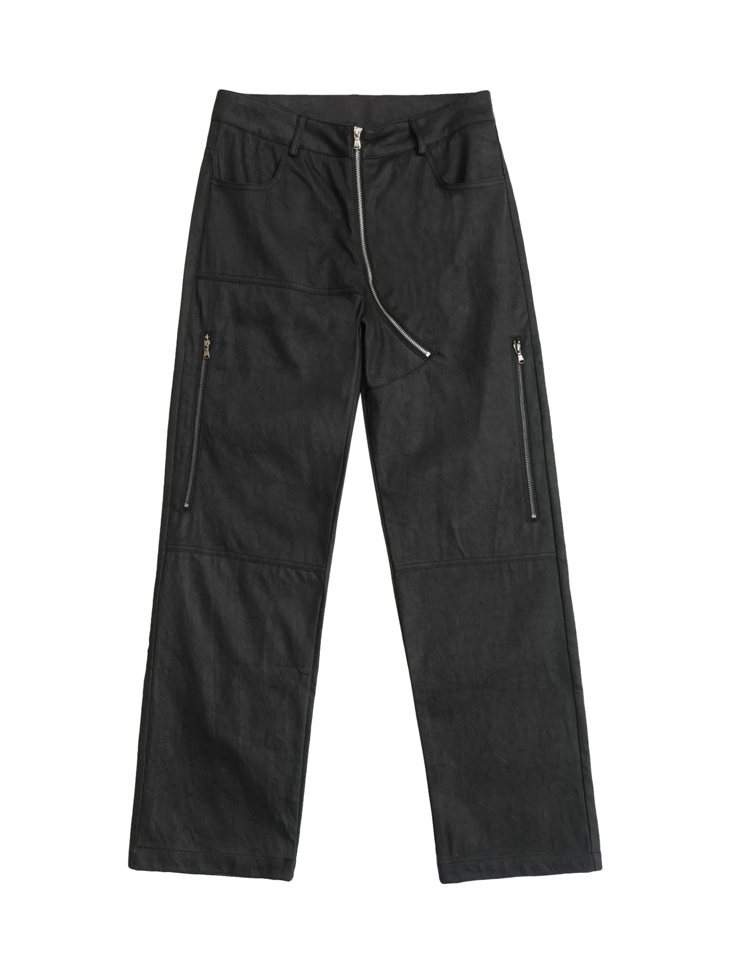 Thesupermade Street Hip-Hop Structure Zipper Design Washed Jeans sold by Thesupermade