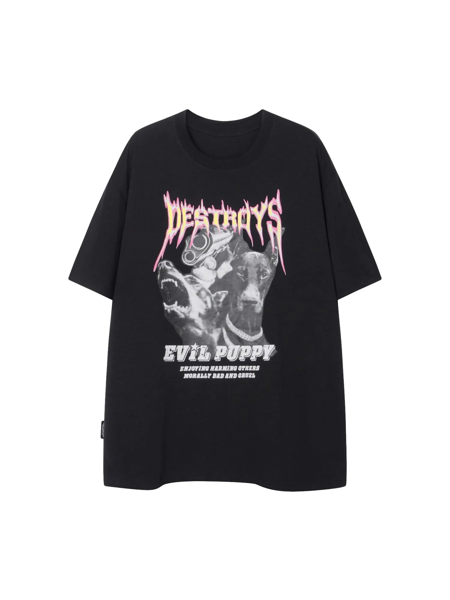 Street Trend Dynamic Flame Letters Street Rap T-shirt sold by Thesupermade