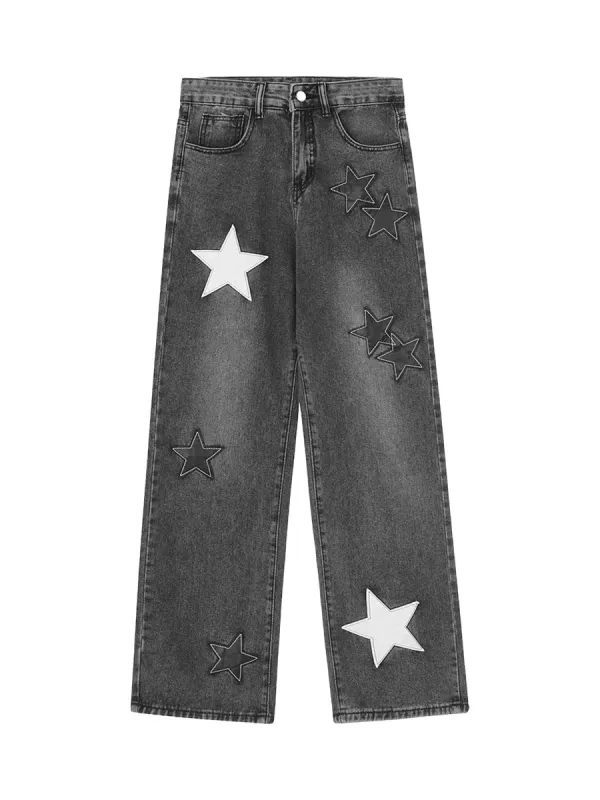 Thesupermade Vintage Star Patch Embroidered Jeans -1439 sold by Thesupermade