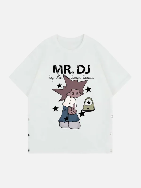 Thesupermade Loose Suede Split Print T-shirt sold by Thesupermade