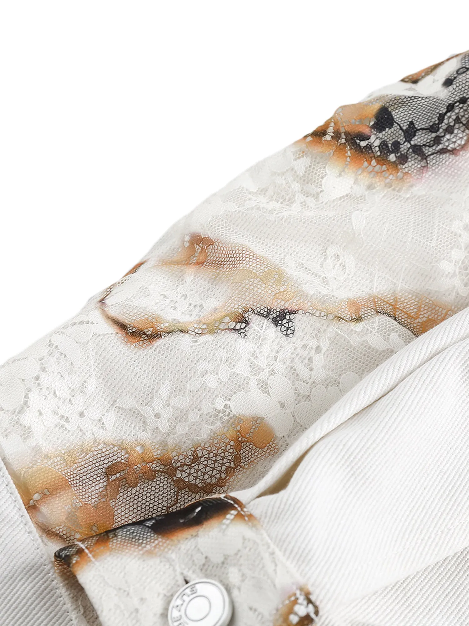 Thesupermade American Retro Lace Patchwork Denim Jacket sold by Thesupermade product image thumbnail 5