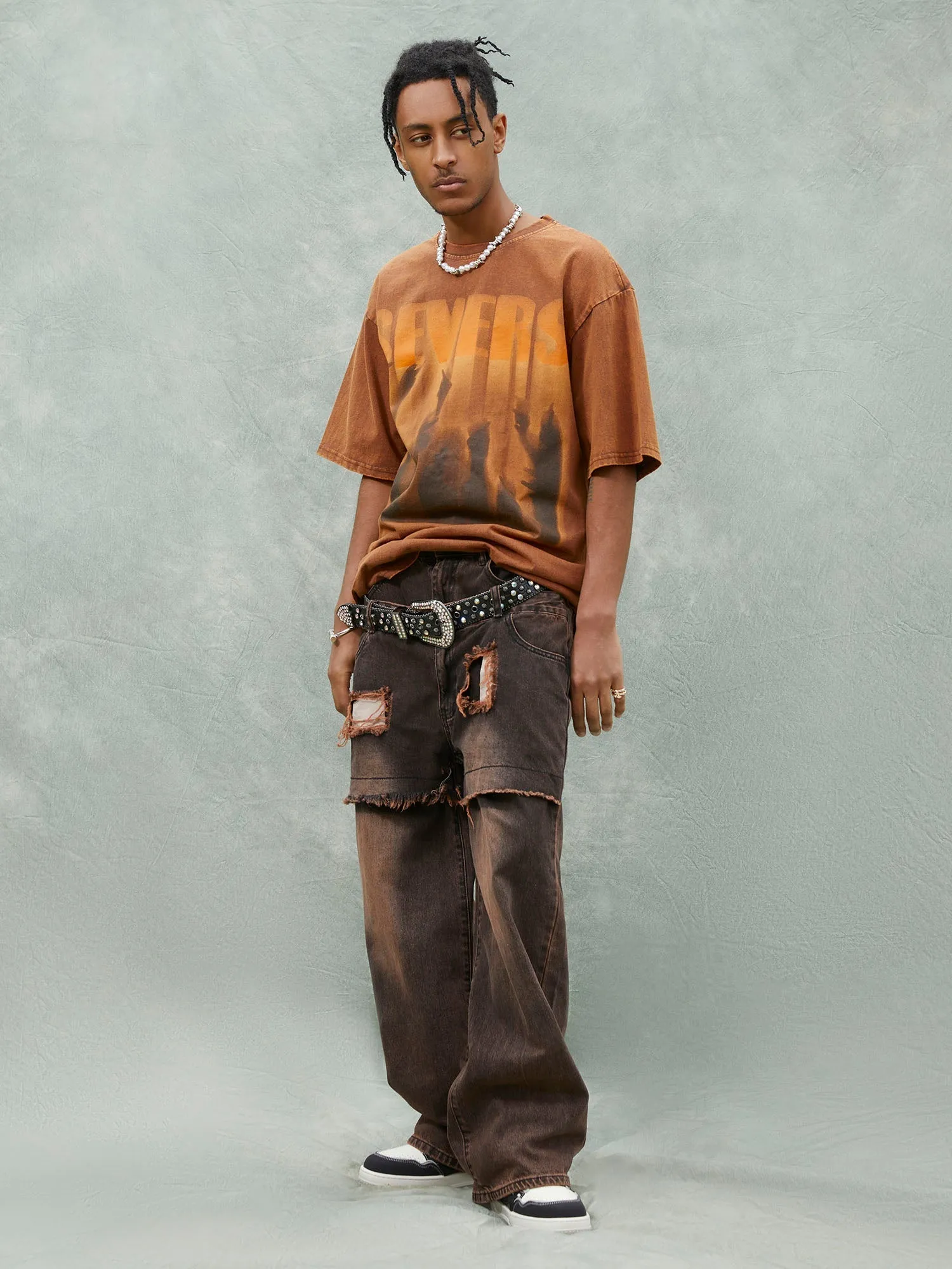 Thesupermade Street Raw Edge Double Platet Design Ripped Jeans - 2000 sold by Thesupermade