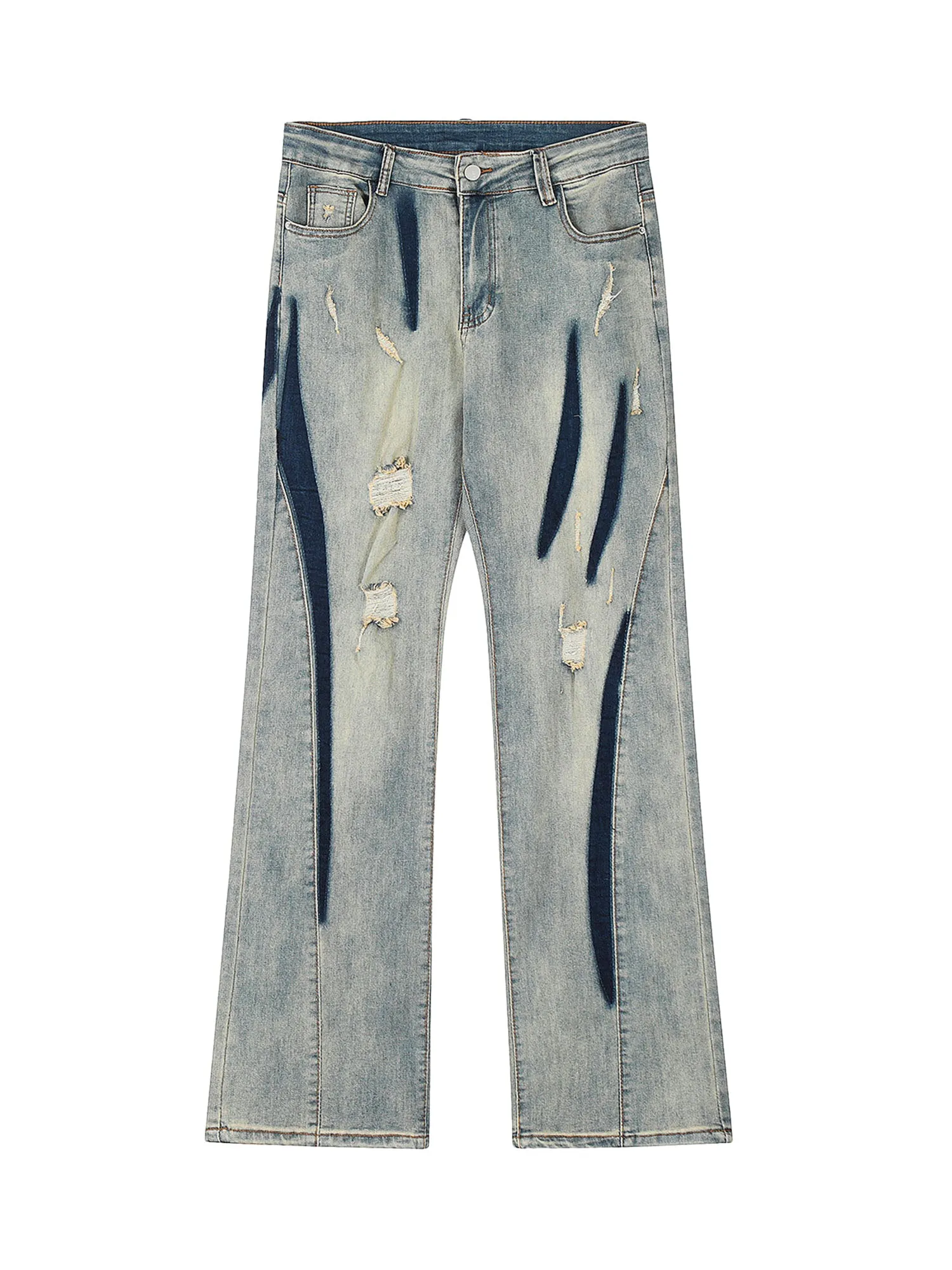 Thesupermade Vintage Washed Split Structure Hip-Hop Jeans sold by Thesupermade