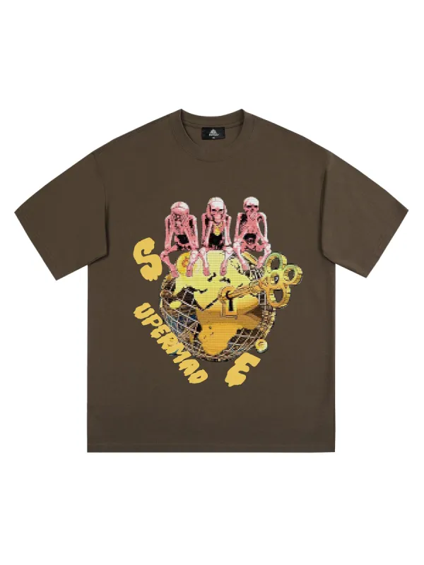 Thesupermade Retro Skull Printed T-shirt sold by Thesupermade