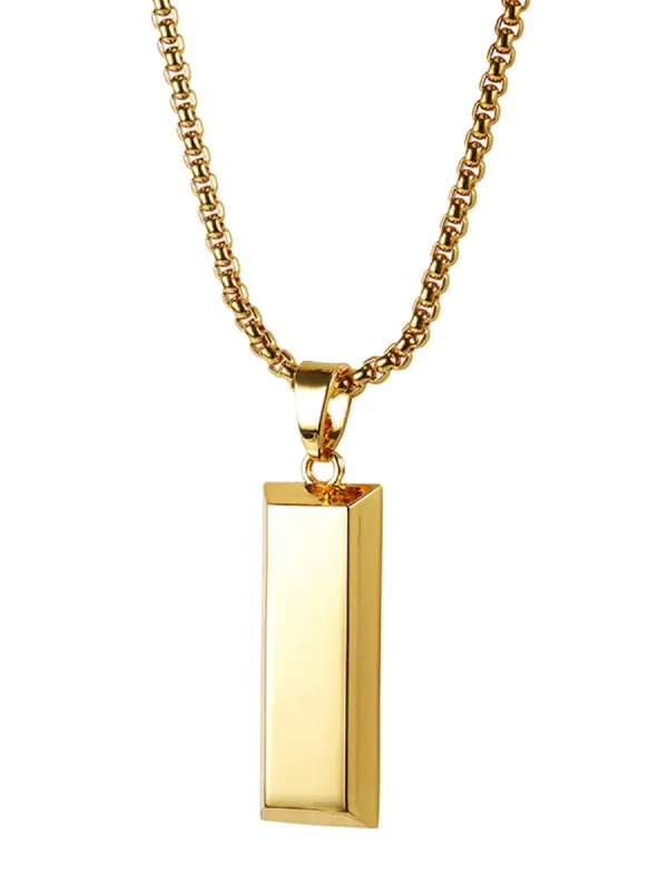 Thesupermade Gold Bar Hip Hop Pendant Necklace sold by Thesupermade