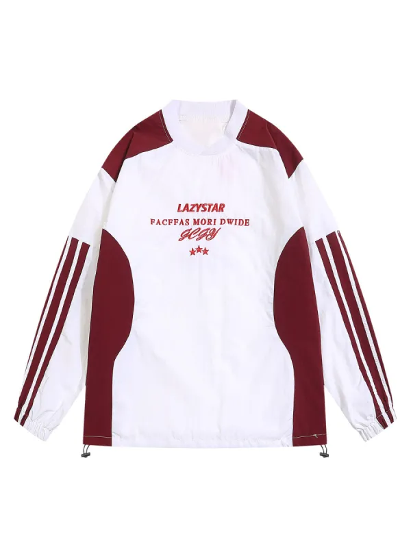 Thesupermade Color-Block Embroidered Long-sleeved T-shirt sold by Thesupermade