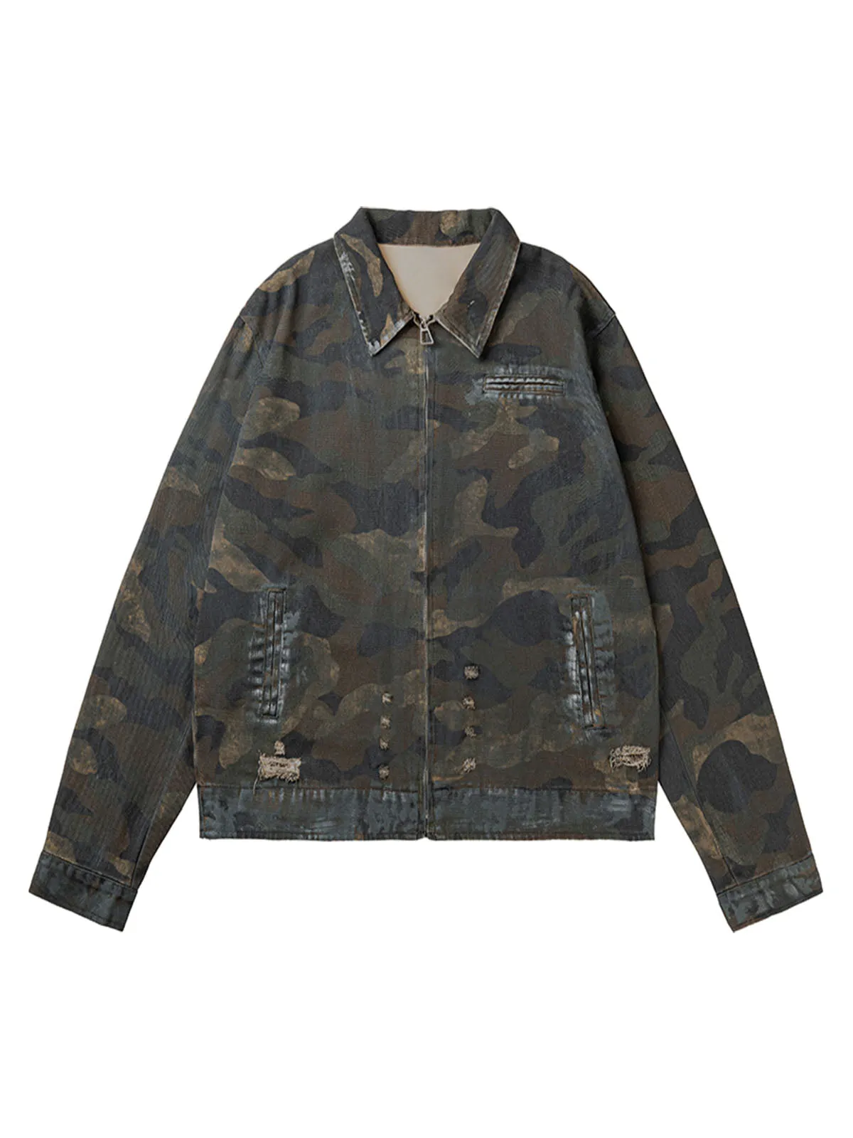 Thesupermade Mud-dyed Distressed Camouflage Jacket sold by Thesupermade