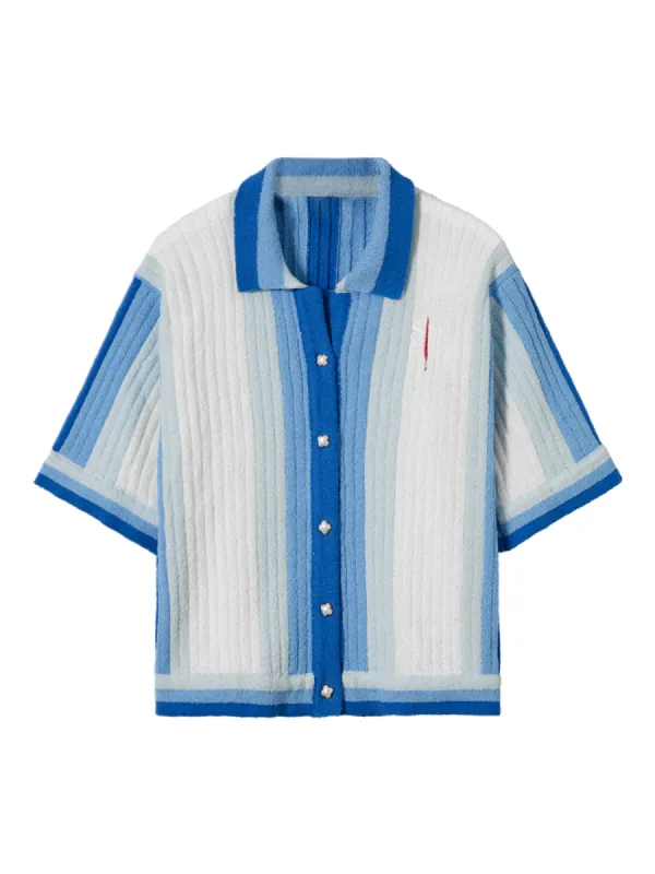 Thesupermade Gradient Stripe Knit Short Sleeve Cardigan sold by Thesupermade