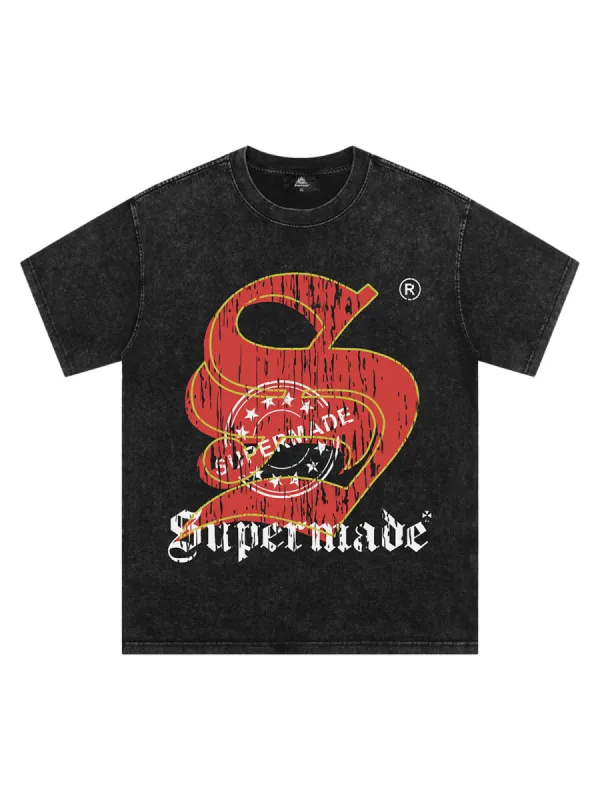 Thesupermade Street Distressed Stamped Letters T-shirt sold by Thesupermade