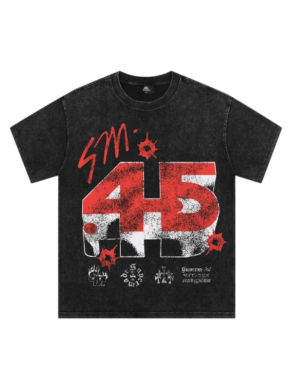 Thesupermade Gunshot Mottled Hip Hop T-shirt sold by Thesupermade